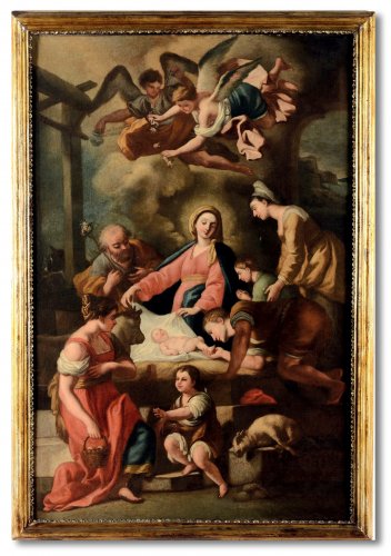 Francesco Solimena (1657 - 1747), atelier - L'Adoration des bergers, XVIIe siècle